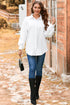 Cable Texture Button Front Puff Sleeve Shacket